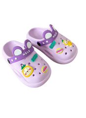 Cute Purple Kids Clogs with Cartoon Charms – Lightweight, Breathable & Slip-Resistant