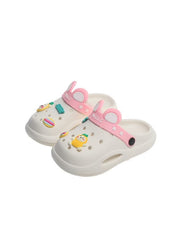Cute White Kids Clogs with Cartoon Charms – Lightweight, Breathable & Slip-Resistant  26-27