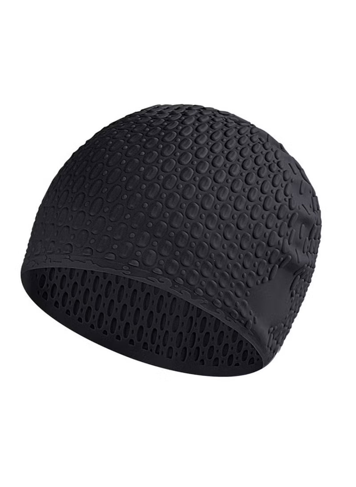 Silicone Swimming Cap for Long Hair – Large Size with Ear Protection & Comfortable Fit (Black)