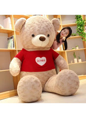 80cm Dark Brown Plush Teddy Bear with Heart Sweater – Soft, Huggable & Gift-Ready (1.5kg)
