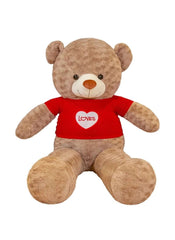 80cm Dark Brown Plush Teddy Bear with Heart Sweater – Soft, Huggable & Gift-Ready (1.5kg)
