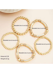 5-Piece Gold Colour Beaded Stretch Bracelet Set