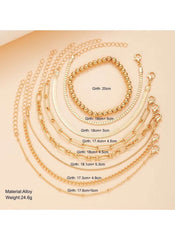 Elegant 8-Piece Gold Colour Bracelet Set for Women – Adjustable & Layered Chain Designs