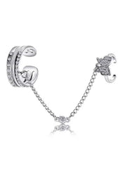 Butterfly Charm Double Ring with Chain – Elegant Alloy & Crystal Fashion Jewelry