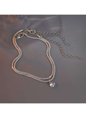 Elegant Silver Crystal Anklet 2-Piece Set – Sparkling Zircon Charm Anklets for Women