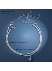 Elegant Silver Crystal Anklet 2-Piece Set – Sparkling Zircon Charm Anklets for Women