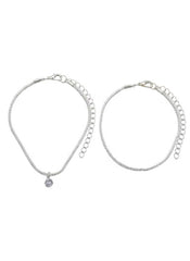 Elegant Silver Crystal Anklet 2-Piece Set – Sparkling Zircon Charm Anklets for Women
