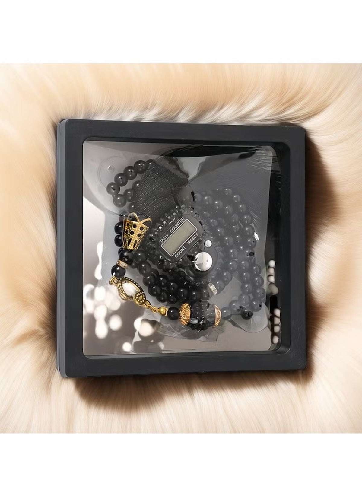 Huitich 99 Bead Glass Prayer Beads with Digital Tally Counter