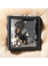 Black bead prayer beads with digital tally counter and white tassel accents