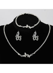 Crystal Butterfly Jewelry Set – Silver Tone (Necklace, Bracelet & Earrings)