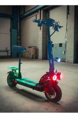 E10-S Electric Scooter 48V 2000W with Seat, 13Ah Battery & LED Deck – Black