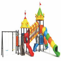 Castle-Themed Outdoor Playground Set with Slides, Swings & Climbing