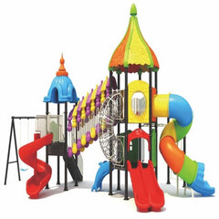 Kids Outdoor Playset with Swings, Slides & Tunnel Bridge