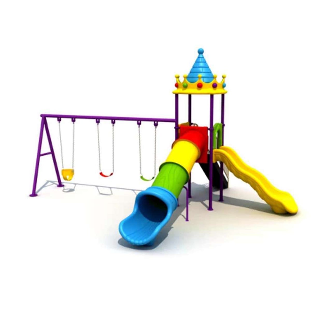 Children’s Outdoor Playground Set with Tunnel Slide, Wave Slide & Swings
