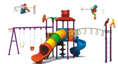 Kids Outdoor Playground with Tube, Spiral Slide & Swings (750×540×320 cm)