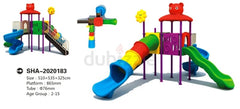 Kids Outdoor Playground with Double Slides & Tube  (510×535×325 cm)