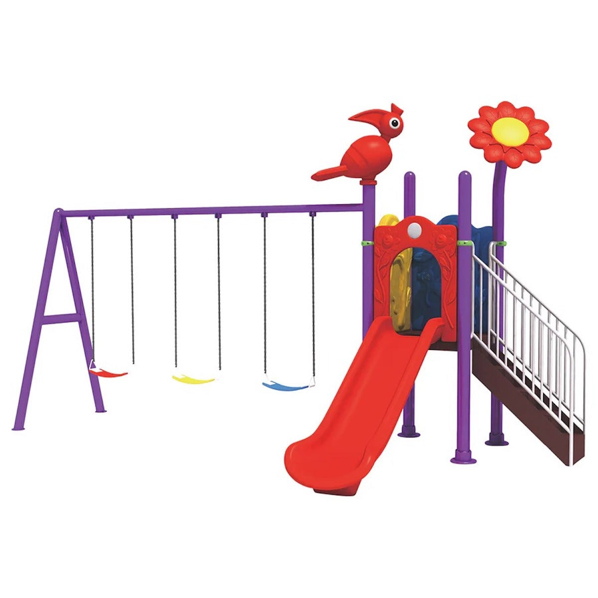 Kids Outdoor Playground with Slide & Swings