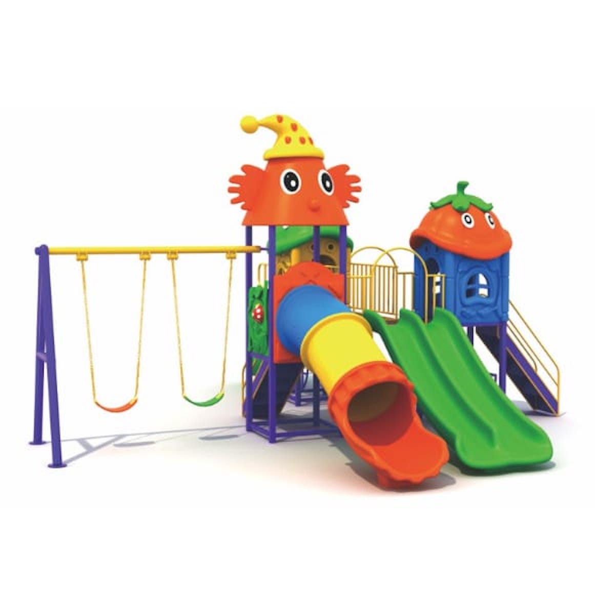 Outdoor Playground Set with Slides, Swings & Tunnel – 640×680×330 cm