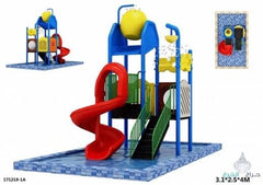 Compact Water Playground with Double Slides & Spiral Slide – 310×250×400 cm