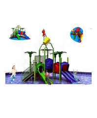 Kids Water Playground with Slides & Splash Bucket – 620×460×450 cm
