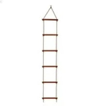 Vertical rope ladder with wooden rungs and top hanging loop