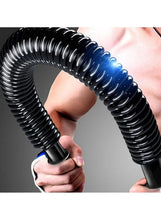 Black coiled spring arm trainer with blue accent line and rubber end grips