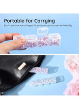 Clear portable organizer box with handle and divided compartments for small items