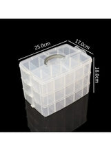 Three-layer portable detachable storage box with clear lid and 30-grid compartment tray
