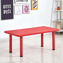 Red rectangular kids activity table with smooth tabletop and four legs