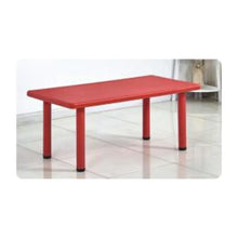 Red rectangular kids activity table, low tabletop on four legs