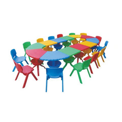 Kids Multi Colour Plastic Table Set – Big Activity & Learning Table for Group Play (300×42×50 cm)