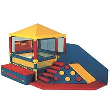 Children's ball pool play set with slide, padded bars, and multicolour side walls