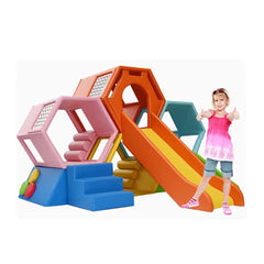 Indoor Soft Play Slide Bee Hive Climbing Equipment – Honeycomb Activity Game Playground (360235160 CM)
