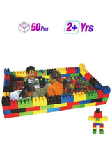 Jumbo interlocking blocks playset for ages 2+ with 50 pieces and colorful assembled play area
