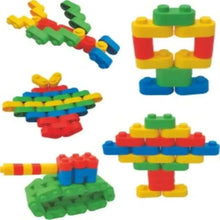 Colorful pagoda building block set, small loose blocks and several assembled shapes