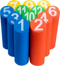 Foam stacking number blocks, colorful cylinders with numerals 1–12 for children