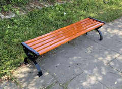 Outdoor Metal & Wooden Slat Bench – Red & Black (150×42×42 CM)