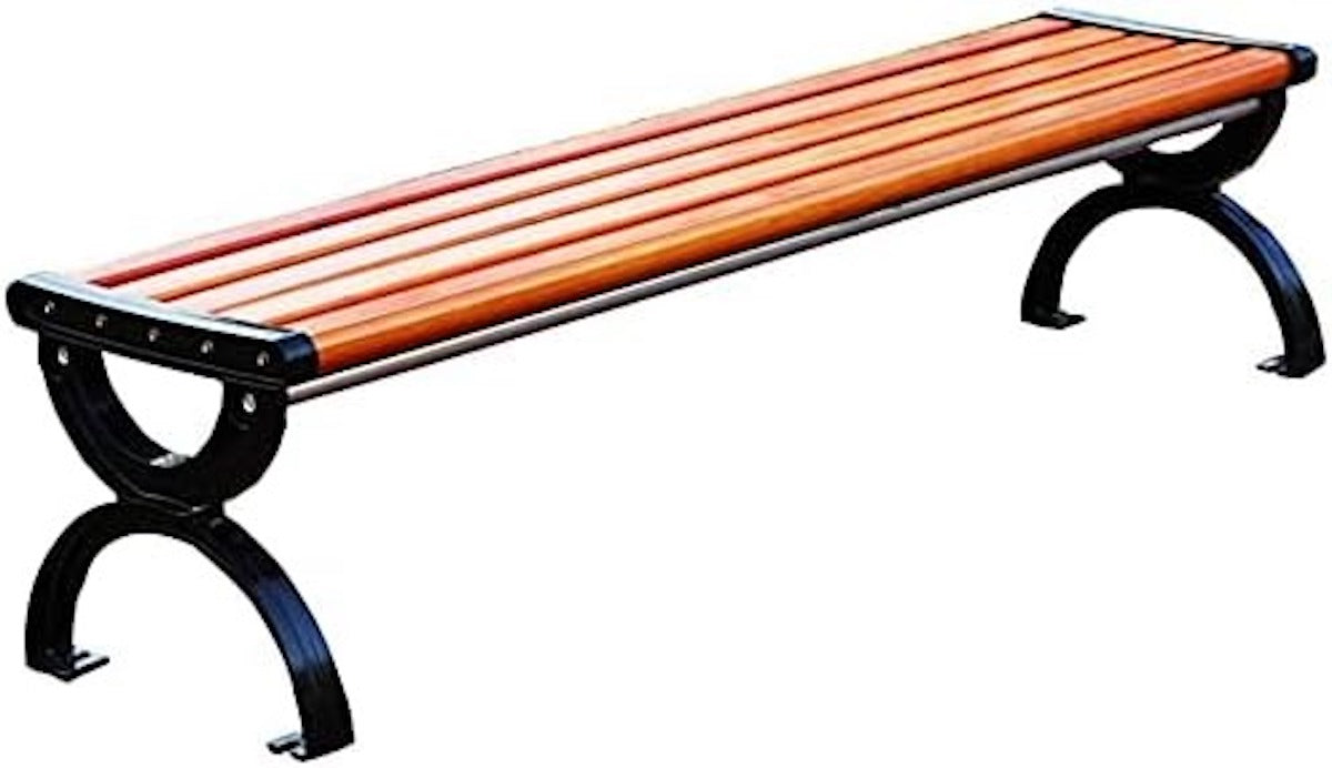 Outdoor Metal & Wooden Slat Bench – Red & Black (150×42×42 CM)