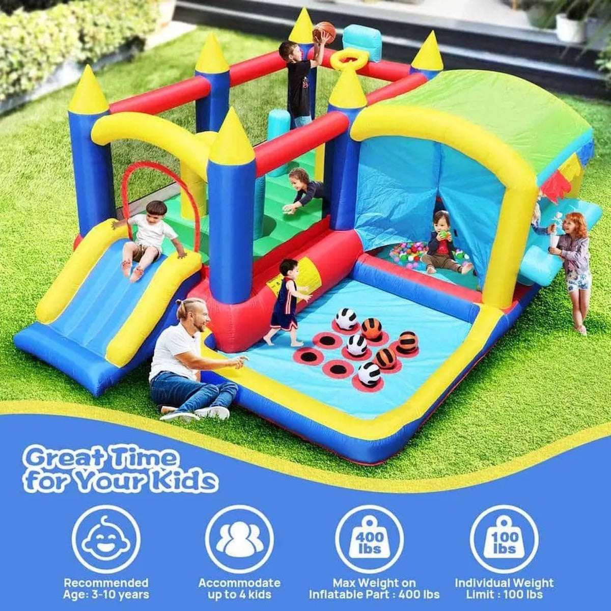 Castle-Themed Inflatable Playhouse Set