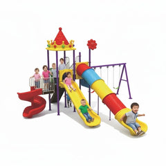 Discovery Playland with 3 Swings & 3 Slides – Outdoor Playground Set (630×710×430 cm)