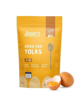 Dried egg yolk powder pouch, 11 oz, yellow bag with spoon icon by Judee's