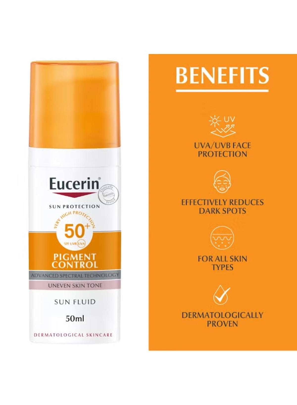 Eucerin Face Sunscreen Even Perfector SPF 50+ | Pigment Control Sun Fluid with Thiamidol | 50ml
