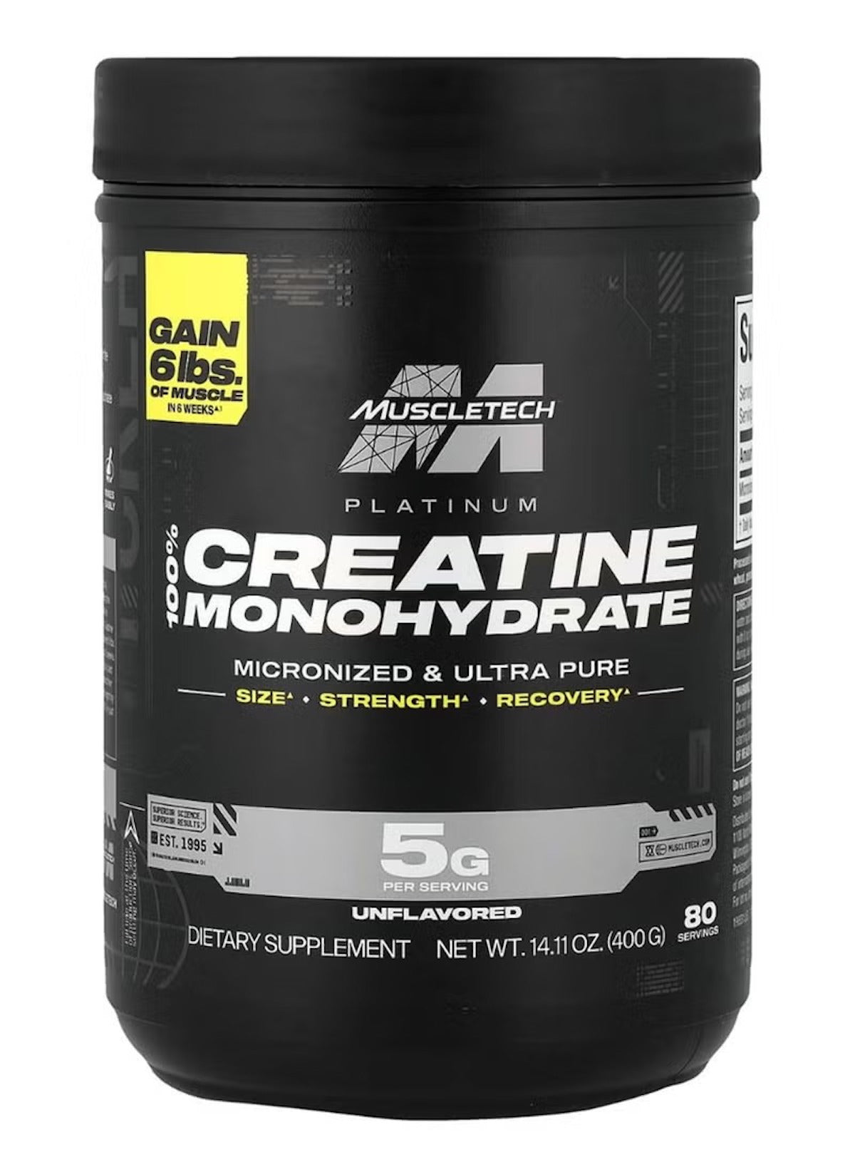 Platinum 100% Creatine Unflavoured | 400g (80 Servings) | Muscle Strength & Performance Supplement