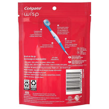 Colgate Wisp disposable mini peppermint toothbrush back panel with usage directions