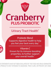 Cranberry Plus Probiotic – 60 Tablets – Supports Urinary Tract & Digestive Health – Packaging May Vary