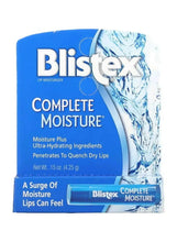 Lip moisture protectant box with Blistex Complete Moisture front panel