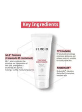 Face moisturizer tube with key ingredients panel, ZEROID Pimprove Moisturizer