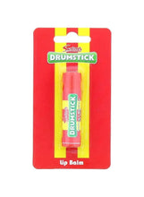 Raspberry Drumstick lip balm in red blister pack with pink balm tube