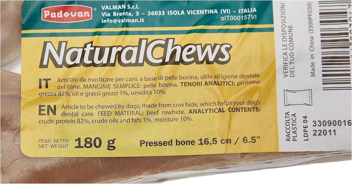 Padovan Natural Chews Bone for Dogs – (2 Pcs, 180g, 16.5cm) & (3 Pcs, 210g, 14cm)