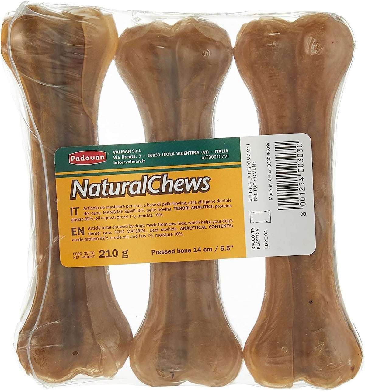Padovan Natural Chews Bone for Dogs – (2 Pcs, 180g, 16.5cm) & (3 Pcs, 210g, 14cm)